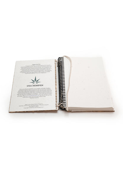 Premium hemp notebook with 60# text (90 GSM paper) vellum cover for longevity and quality